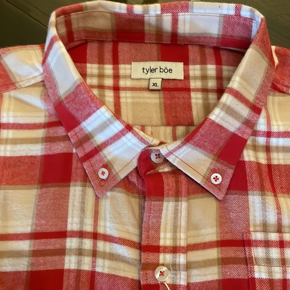 Tyler Boe Red Tan Plaid Flannel Shirt XL Brand New With Tags - Picture 7 of 15